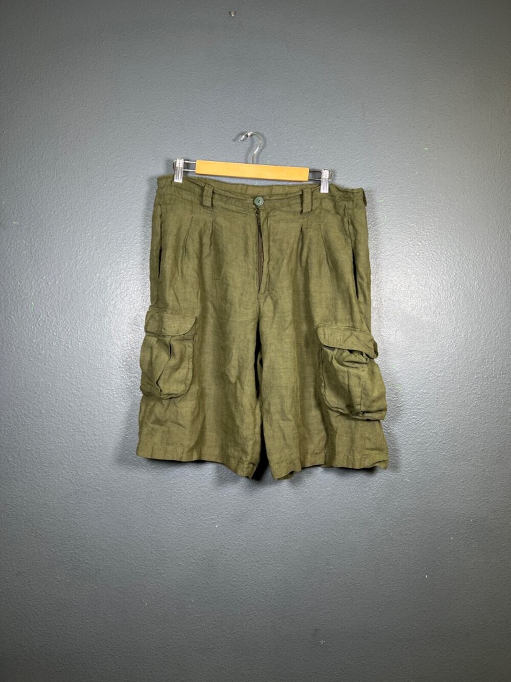50'/60' Benedetta K. Green cargo army shorts Made in Italy men's L camo LYON Vng